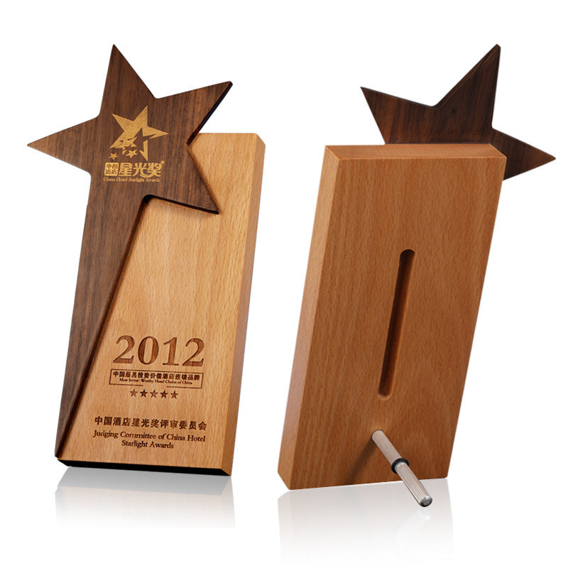 【客製化】木頭星星獎盃 | 禮品、贈品專業客製禮贈品顧問