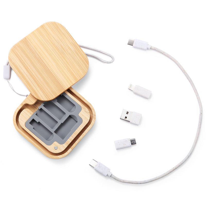 【客製化】方形竹木數據線 | 禮品、贈品專業客製禮贈品顧問