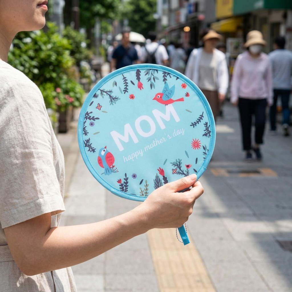折疊隨身扇，可客製印製企業 LOGO 的夏季活動贈品，炎熱夏天在戶外園遊會展開搧風消暑、可收折放入包包的隨身扇｜以泰禮品