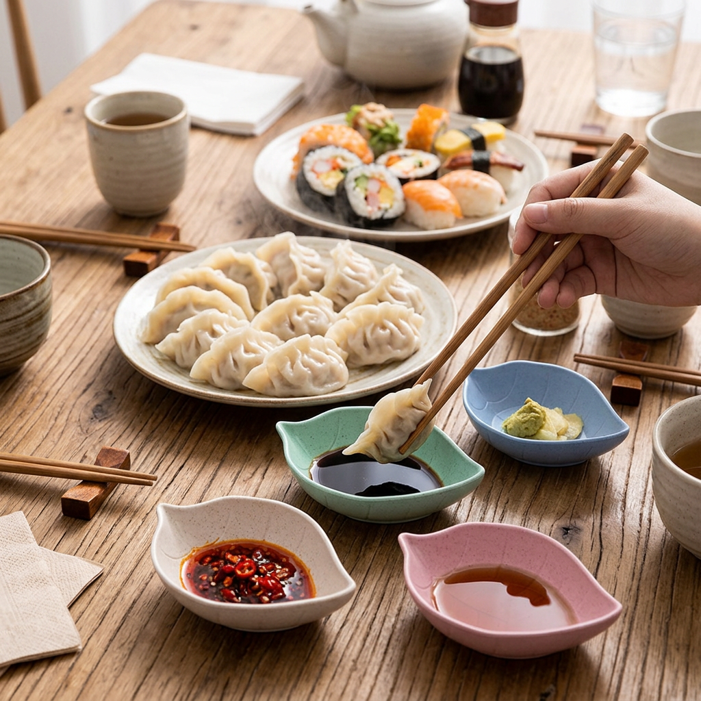 小麥葉狀醬料盤，可客製印製企業 LOGO 的環保餐具，在餐桌上盛裝醬油與沾醬、外型像葉片的小麥秸稈醬料碟｜以泰禮品
