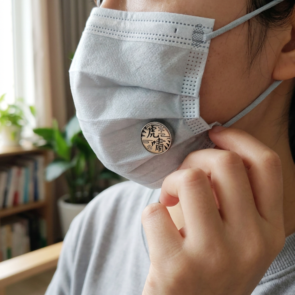淨化空氣多功能香薰精油口罩磁釦，可客製印製企業 LOGO 的防疫贈品，在口罩外側扣上滴有精油的香薰磁釦散發清香｜以泰禮品
