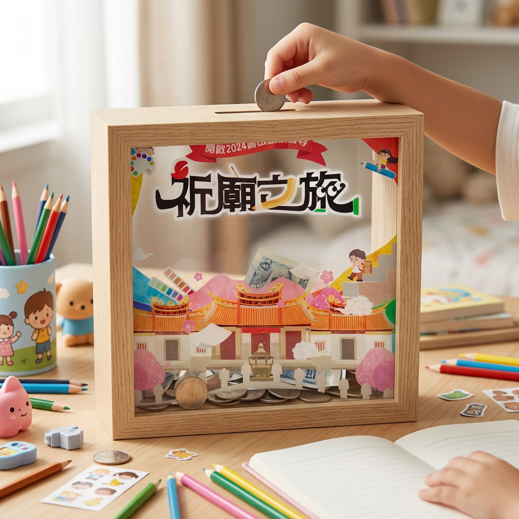 創意立體方形存錢筒，可客製印製企業 LOGO 的兒童贈品，放在書桌上投入硬幣儲蓄的立體方形撲滿｜以泰禮品