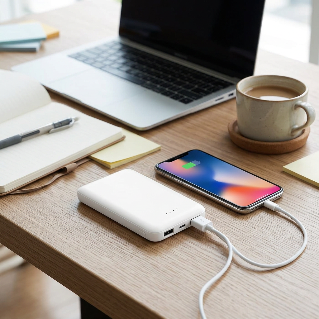 雙充速充行動電源，可客製印製企業 LOGO 的3C贈品，在辦公桌上同時為手機與平板兩台裝置快充的行動電源｜以泰禮品