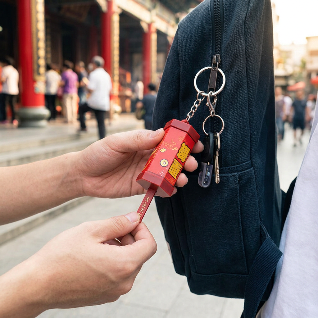 求籤筒鑰匙圈，可客製印製企業 LOGO 的祈福小物贈品，迷你求籤筒造型可搖出籤條、掛在鑰匙上討吉利的鑰匙圈｜以泰禮品