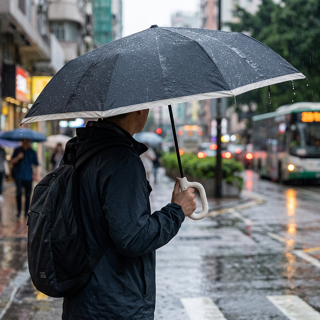 環扣自動雨傘，可客製印製企業 LOGO 的雨傘贈品，傘柄附環扣可掛在包包上、下雨時一鍵自動撐開的折疊傘｜以泰禮品