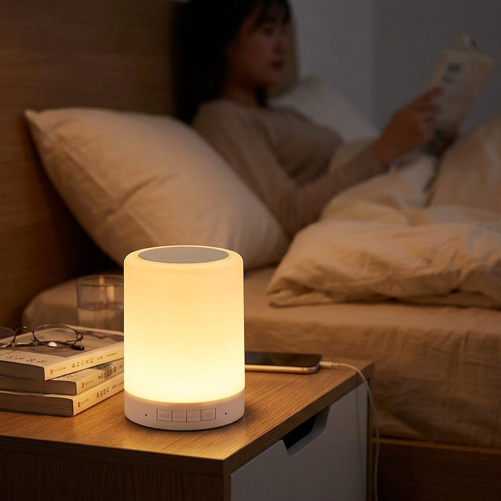 拍拍燈藍芽音響，可客製印製企業 LOGO 的3C科技贈品，在臥室床頭輕拍即亮燈、同時播放手機音樂的拍拍燈藍牙喇叭｜以泰禮品