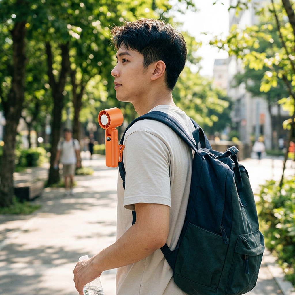 背夾高速風扇，可客製印製企業 LOGO 的夏日贈品，戶外工作時夾在腰間或背包上、高速吹風散熱的背夾式風扇｜以泰禮品